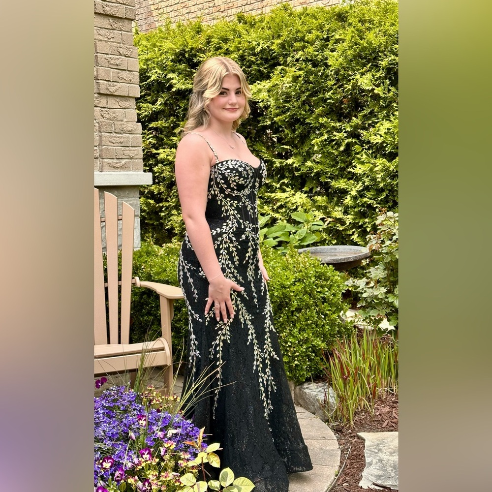 Portia and Scarlett Black and Silver Prom Dress